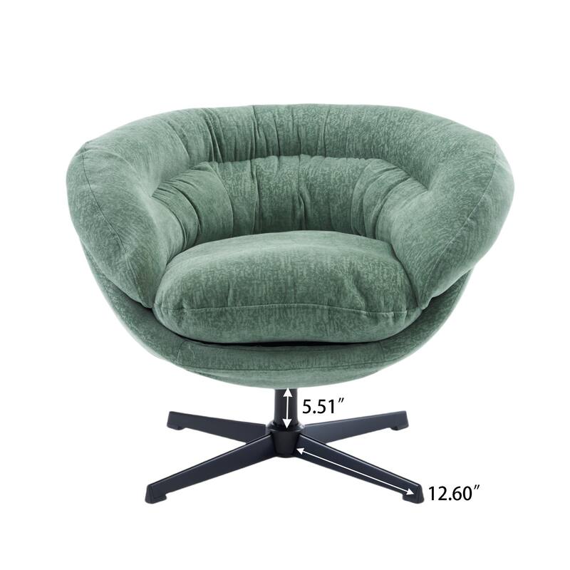 Ergonomic Chenille Office Chair Swivel Chair, Rotating Chair Club Chair Accent Chair with Removable Cushion - Green