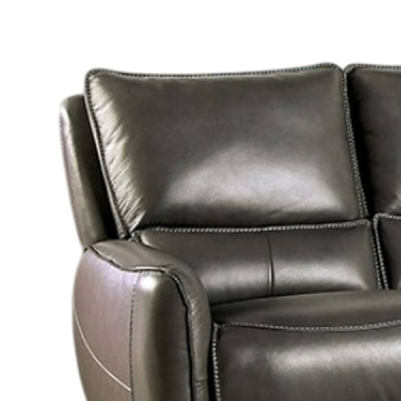 Pono Power Reclining Sofa, Gray Top Grain Leather, 85 Inch, Zero Gravity
