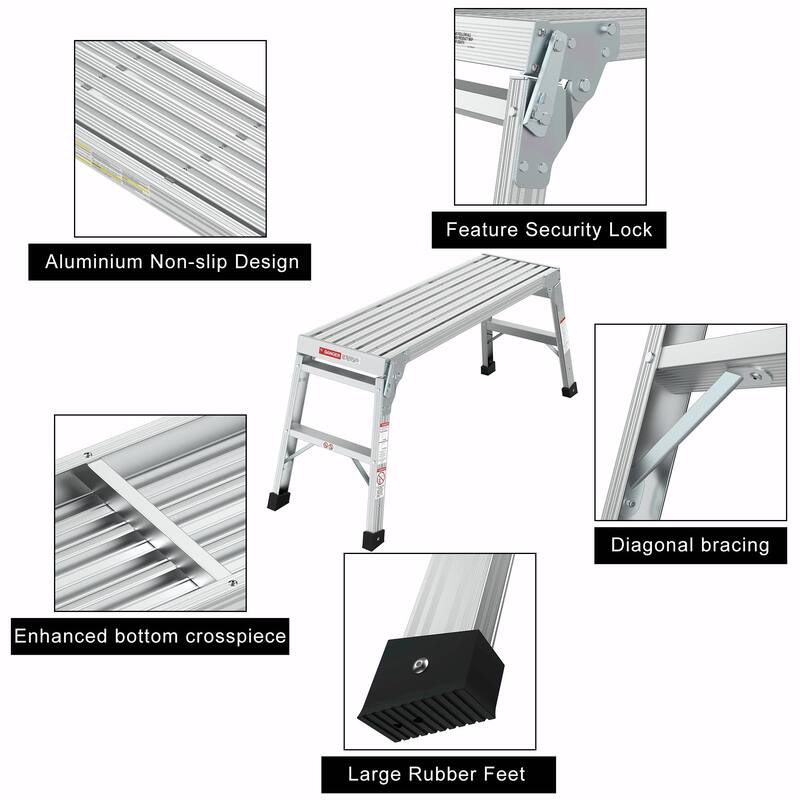 40"Aluminum Work Platform Bench, Portable Folding Ladder