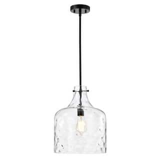 Daelan Clear Dimpled Glass Single Light Pendant Light - 12in