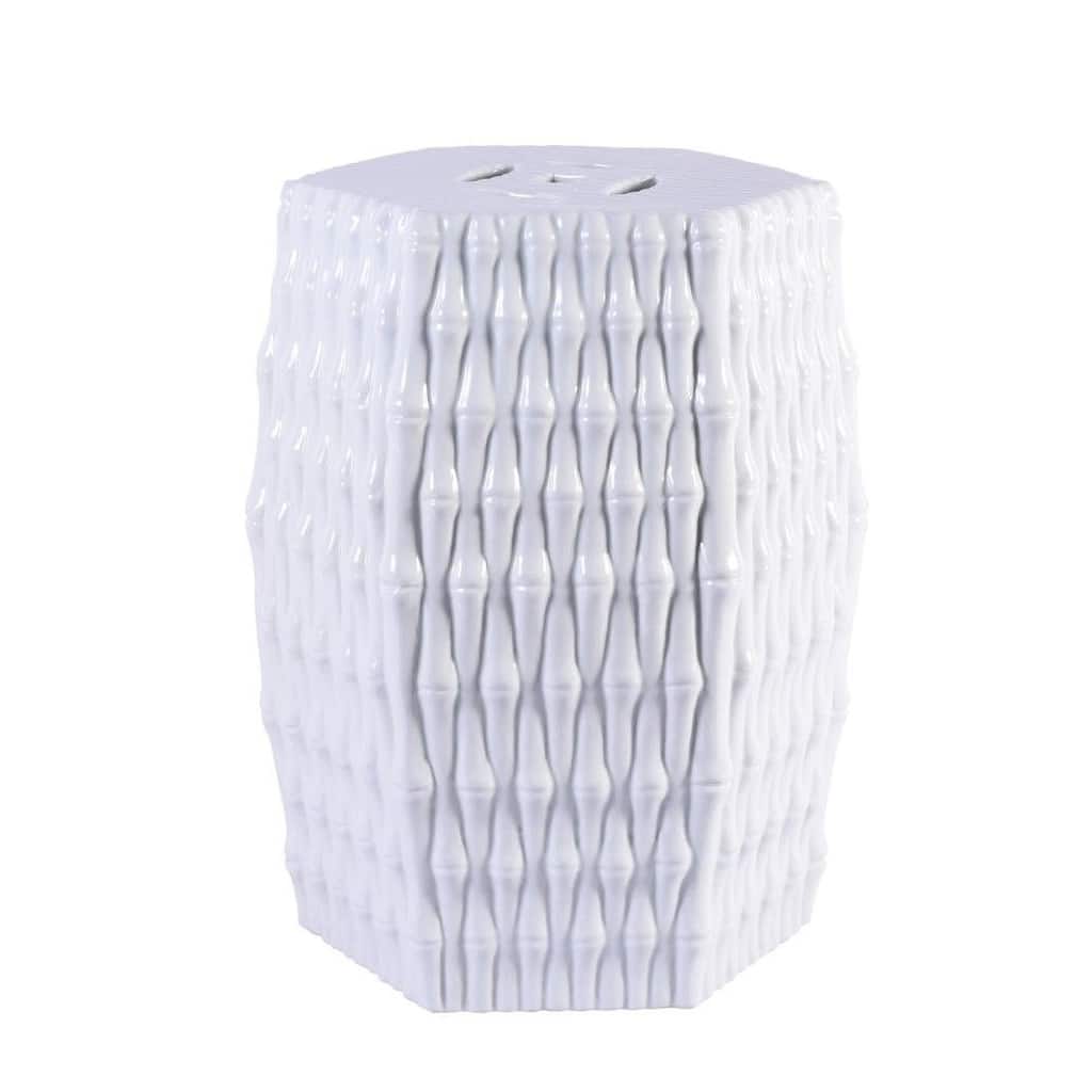 Hex Bamboo Carving Garden Stool