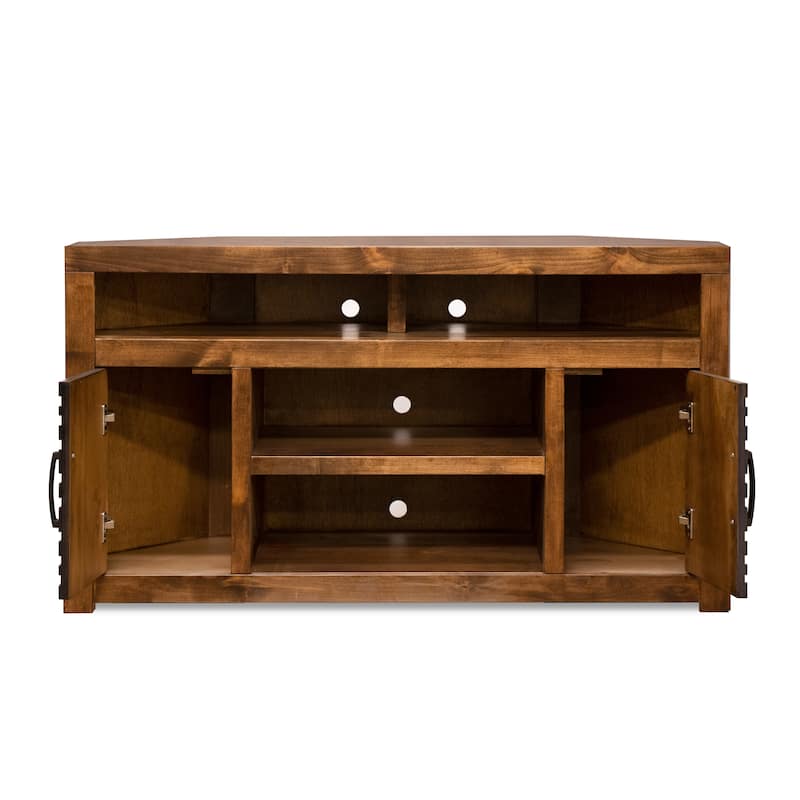 Bridgevine Home 52 inch Corner TV Stand Console for TVs up to 55 inches, No Assembly Required, Whiskey Finish