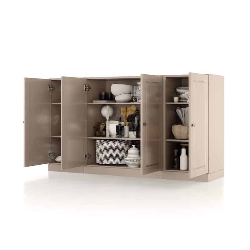 100% Solid Wood 65" Sideboard with Clear, Frosted Glass or Solid Wood Doors by Palace Imports