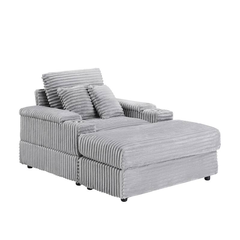57 Inch Corduroy Single Sofa with Ottoman Sleeper Sofa Lounge Sofa