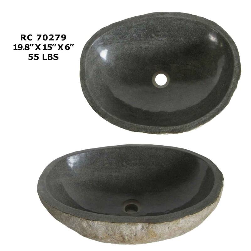 ROCK Unique Handcrafted River Stone Natural Bathroom Vessel Sink - RC70279