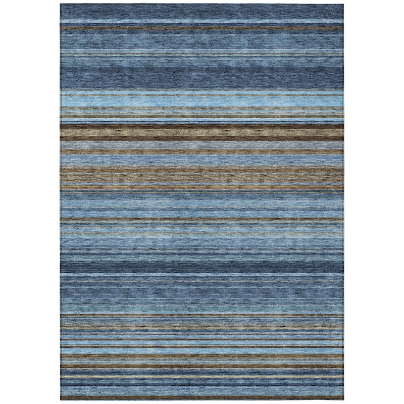 Machine Washable Indoor/ Outdoor Ombre Stripes Chantille Rug