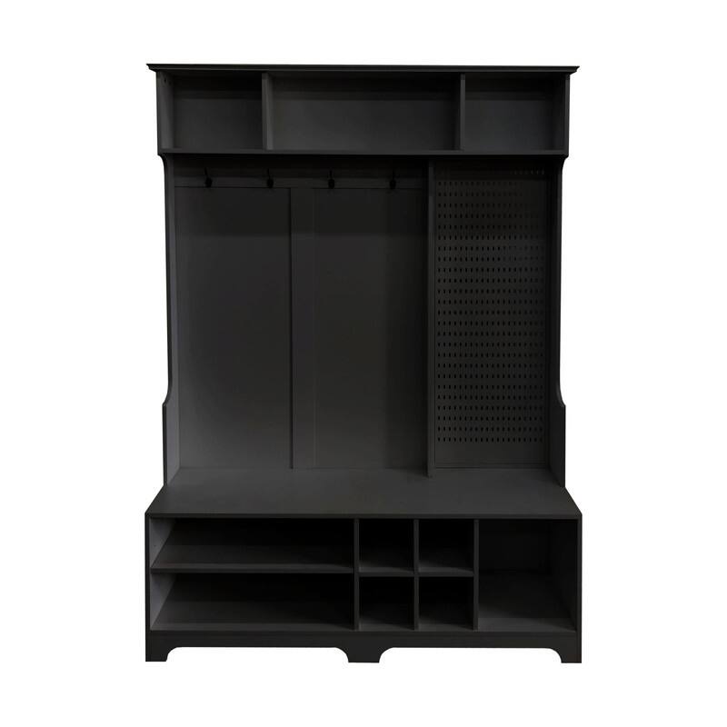 77.17"H Hall Tree with Shoe Bench,Coat Rack,Shoe Storage,Shelves and Pegboard