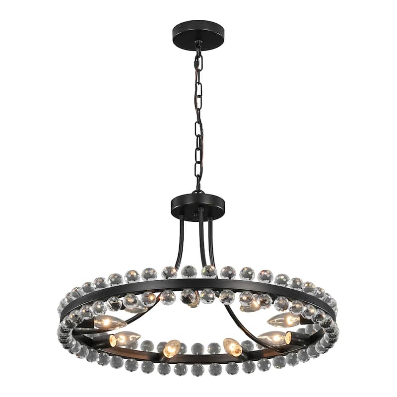9-Light Modern Glam Round Traditional Crystal Chandelier, Flush Mount or chandelier Installation