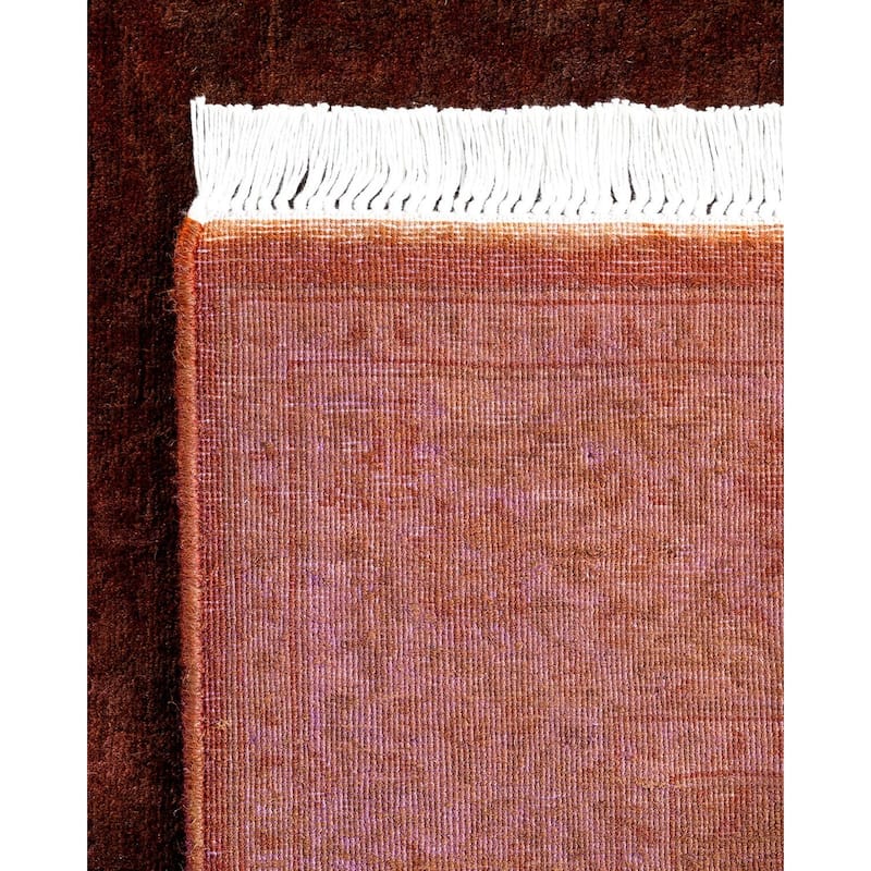 Overton Hand Knotted Wool Vintage Inspired Modern Contemporary Overdyed Brown Runner Rug - 2' 7" x 8' 5"