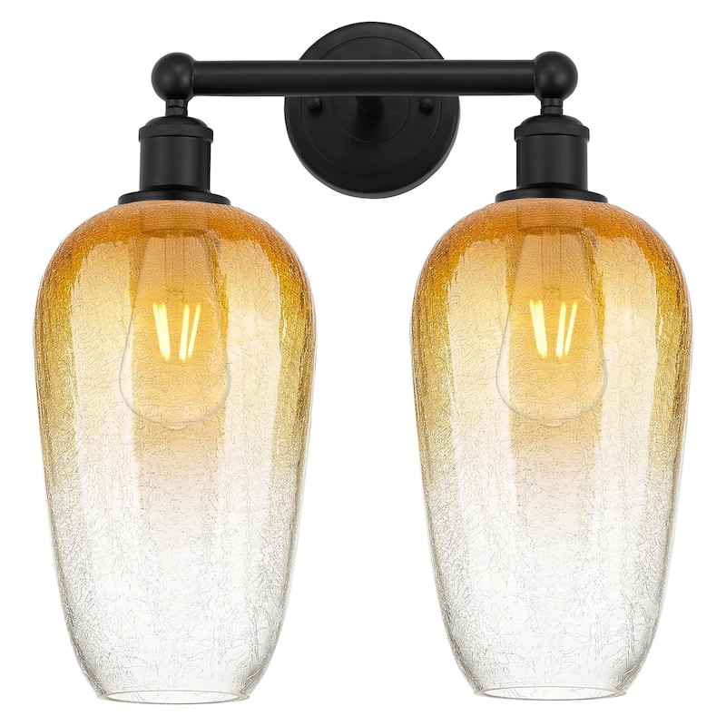 Innovations Lighting 616-2W-18-16 Brookhaven Flute Vanity Brookhaven - Matte Black / Amber