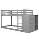 preview thumbnail 4 of 7, Gray Pine Wood Bunk Bed with 4 Drawers, 3 Shelves, and Built-in Ladder