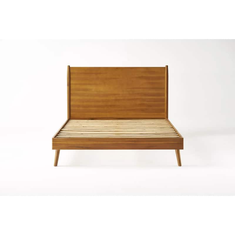Solid Wood Platform Bed with Sleek Mid-Century Design and Sturdy Wood Foundation - Natural