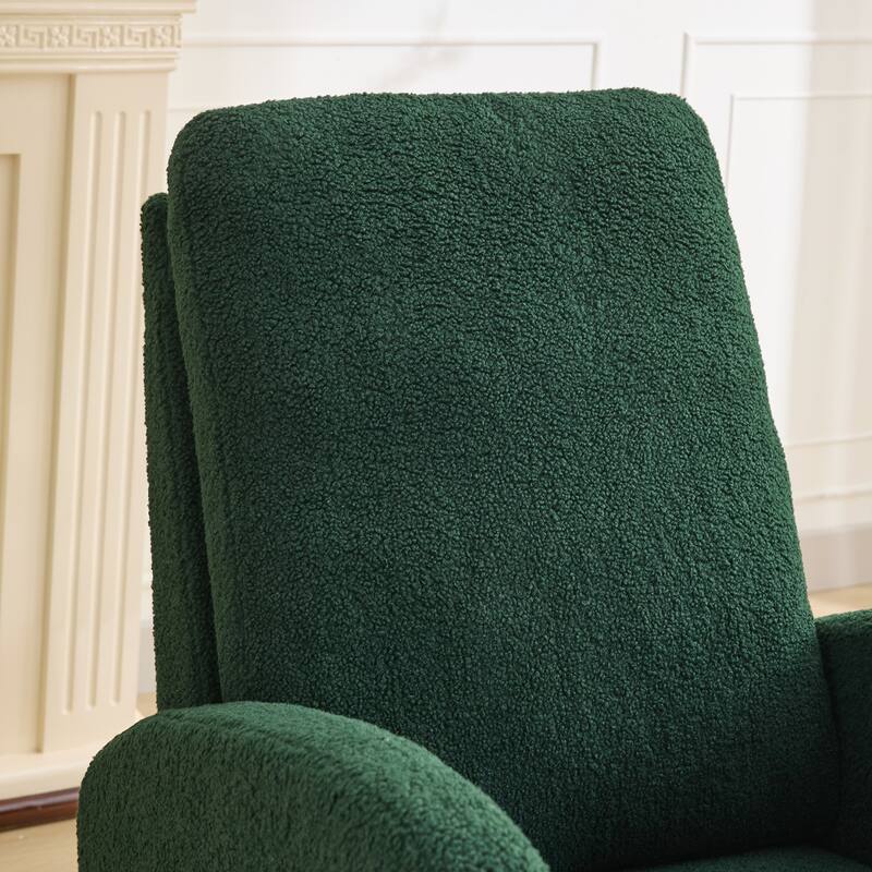 27.2"W Rocking Chair, Sherpa Glider Chair with High Back Side Pocket, Rocking Accent Armchair with Rubber Wood Legs