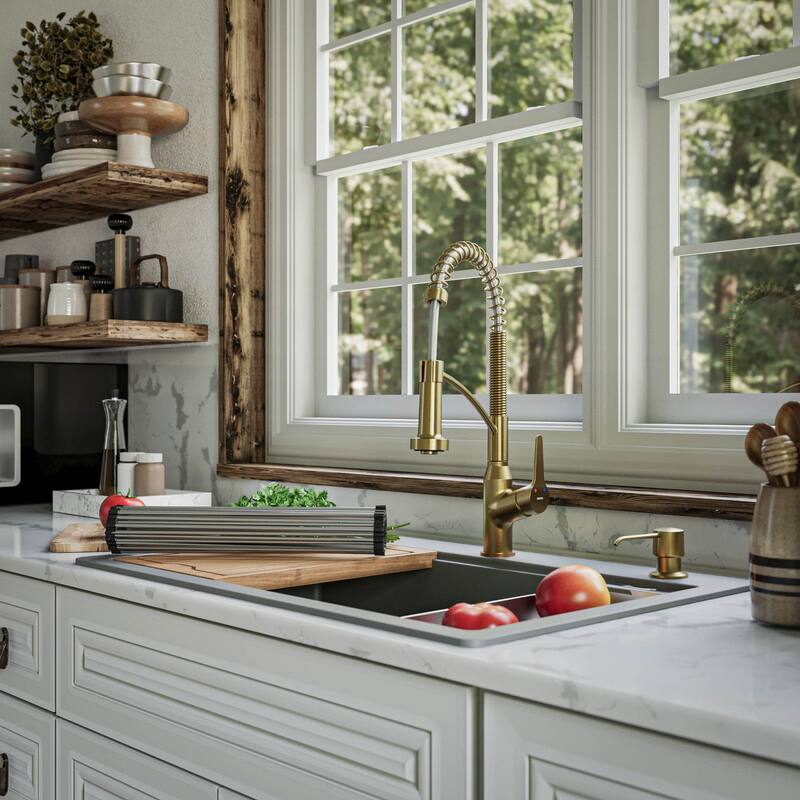 Karran USA QTWS-880 33" Drop In Double Basin Quartz Composite Kitchen