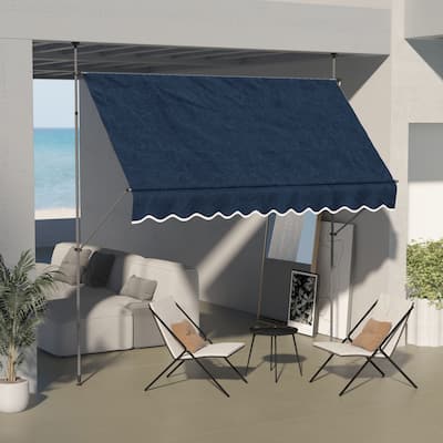 10' x 4' Freestanding Retractable Awning, Blue