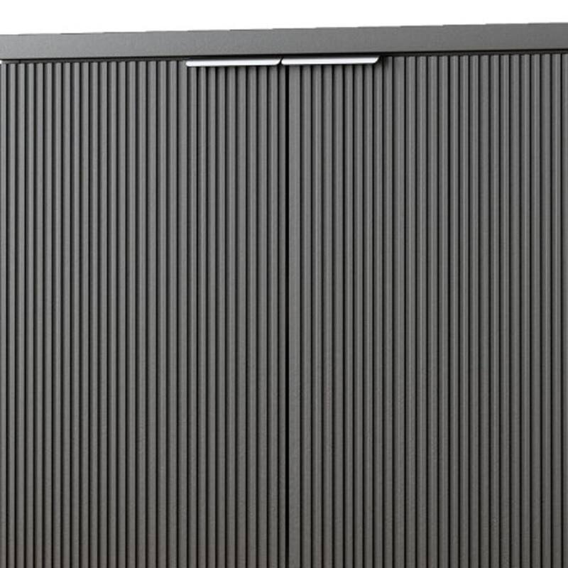 HomeRoots 35" Black Wood Textured Door Accent Cabinet With Two Doors
