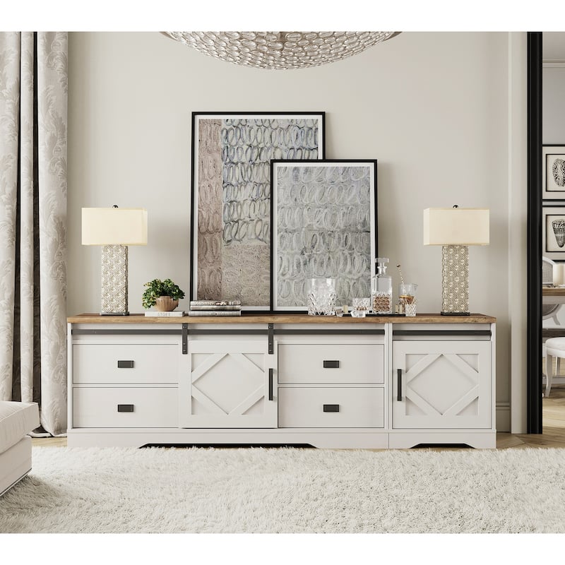 Modern Farmhouse TV Stand for up to 85" 110" 140" TVs - 78.7 in - Antique White