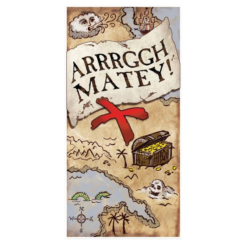 60" Brown and Red Pirate Treasure Map Halloween Door Cover