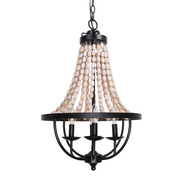 Empire Antique White 4 Light Wood Beads Chandelier Free Empire Antique White 4 Light Wood Beads Chandelier