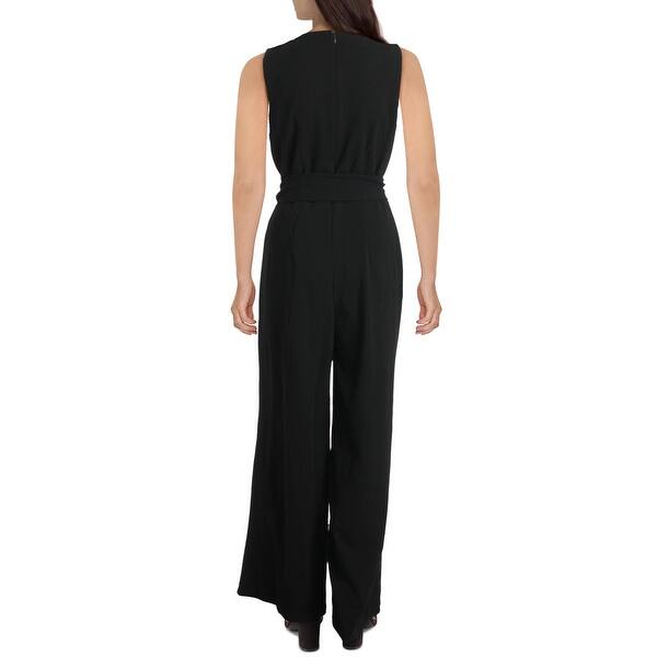 Bebe Womens Jumpsuit Solid Faux Button Front Black Overstock 4