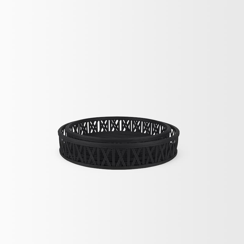 Thea Matte Black Wicker Trays (Set of 2) - 20.5L x 20.5W x 3.9H