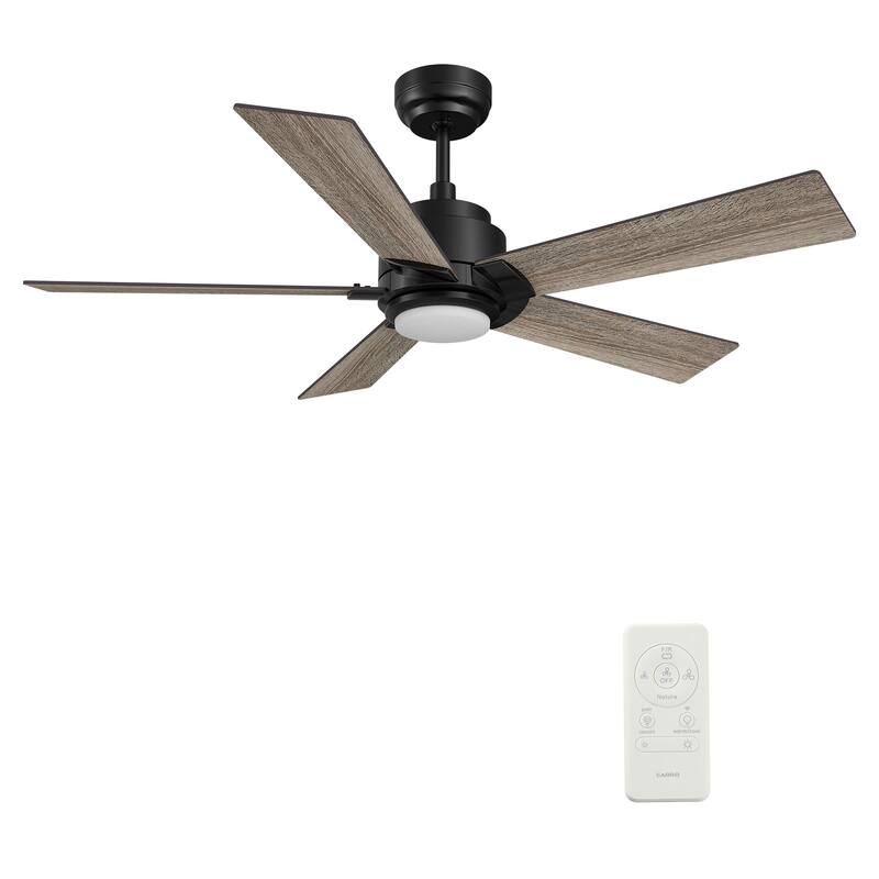 CARRO Joule 48" Smart Ceiling Fan with LED Light and Remote-Downrod - Black