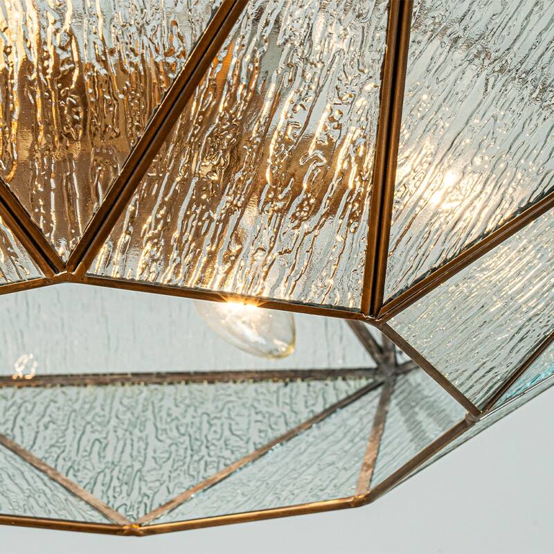 6-Light Dimmable Modern Geometric Chandelier With Textured Glass Accents Unique Statement Pendant Light For Dining Room - W20''
