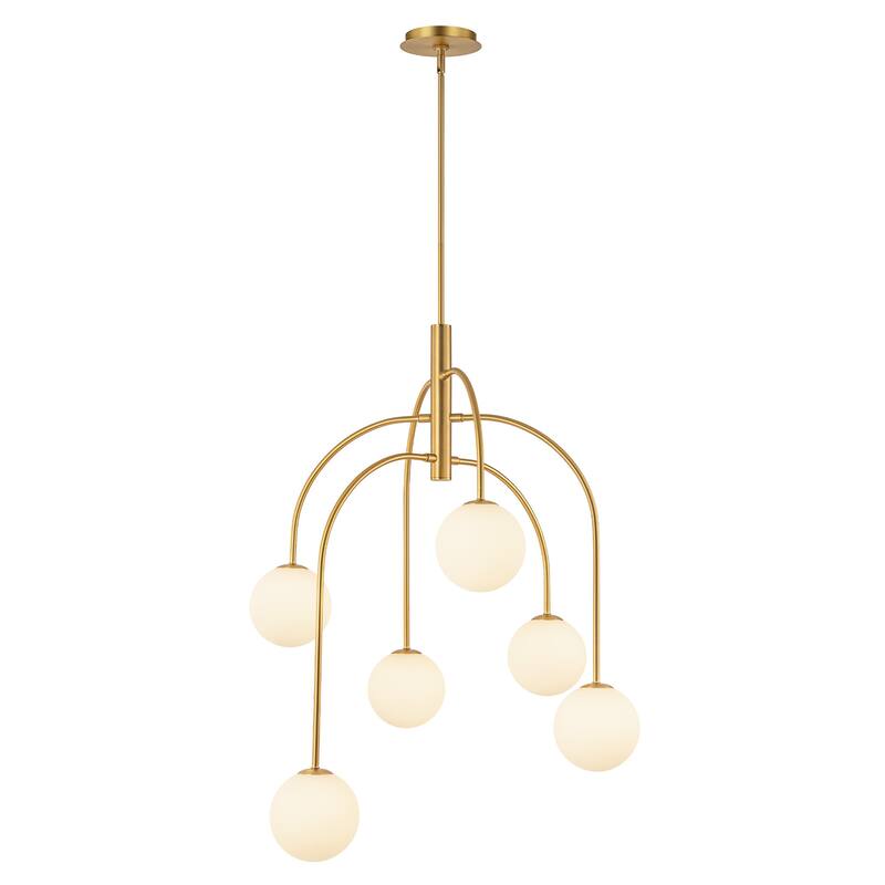 4/6-Light Glass Bubble Dimmable Sputnik Modern Linear Chandelier - 6-Light