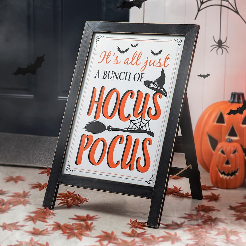 Glitzhome 24''H Halloween Fall Wooden Standing Easel or Hanging Decor