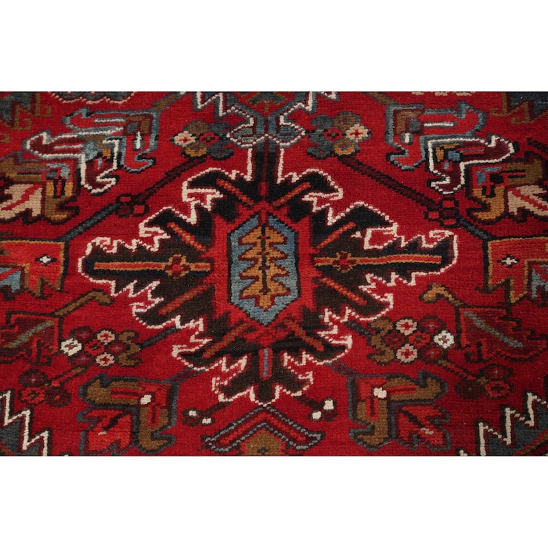 Hand Knotted Oriental 100% Wool Carpet Traditional Medallion Red Heriz Area Rug - 10' 7'' X 7' 3''