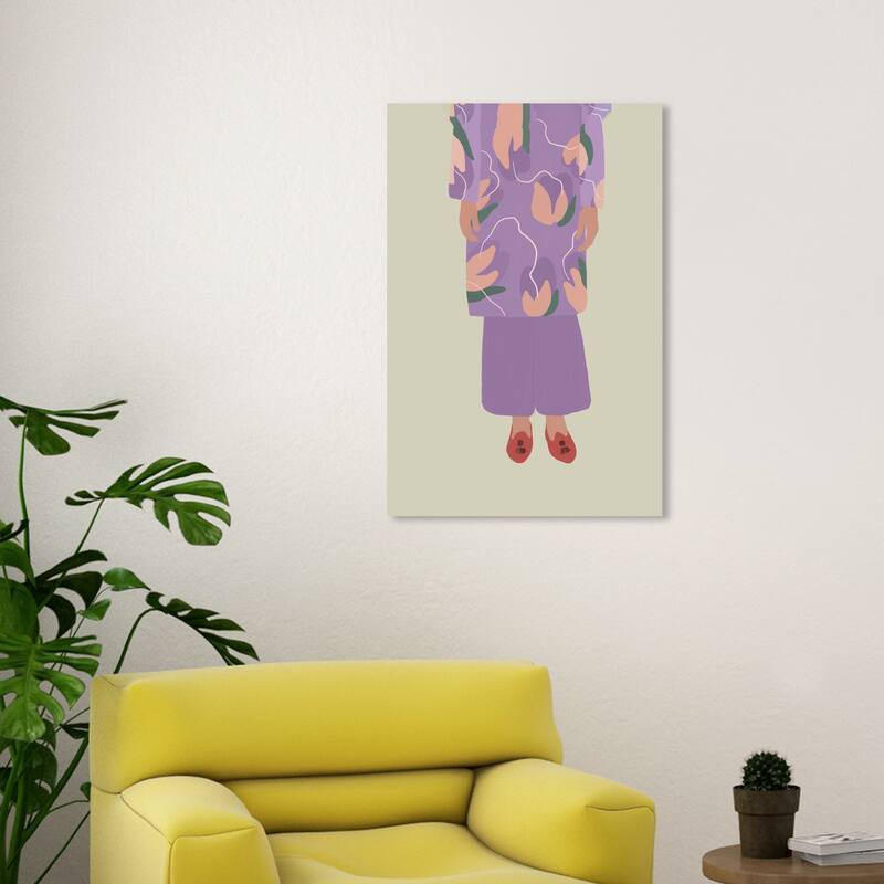 Wynwood Studio Canvas People and Portraits My Granny Purple and Light Purple Modern & Contemporary Wall Art Canvas Print - 30 x 20