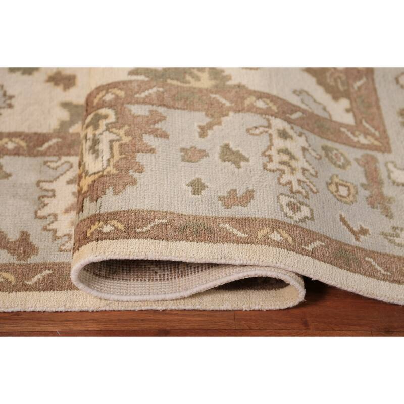 Earth Tone Oushak Indian Area Rug Hand-Knotted Wool Carpet - 8'0"x 10'2"