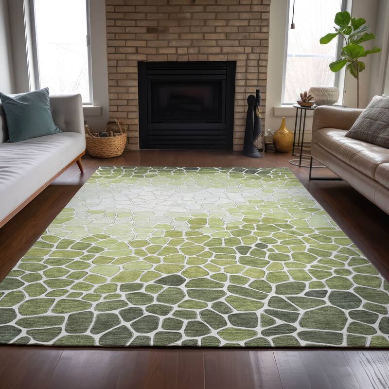 Machine Washable Indoor/Outdoor Contemporary Ombre Chantille Rug