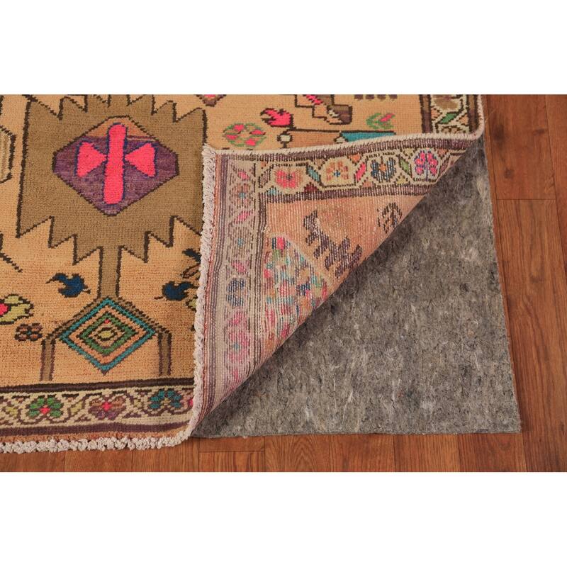 Geometric Ardebil Persian Runner Rug Handmade Wool Carpet - 3'6"x 9'7"