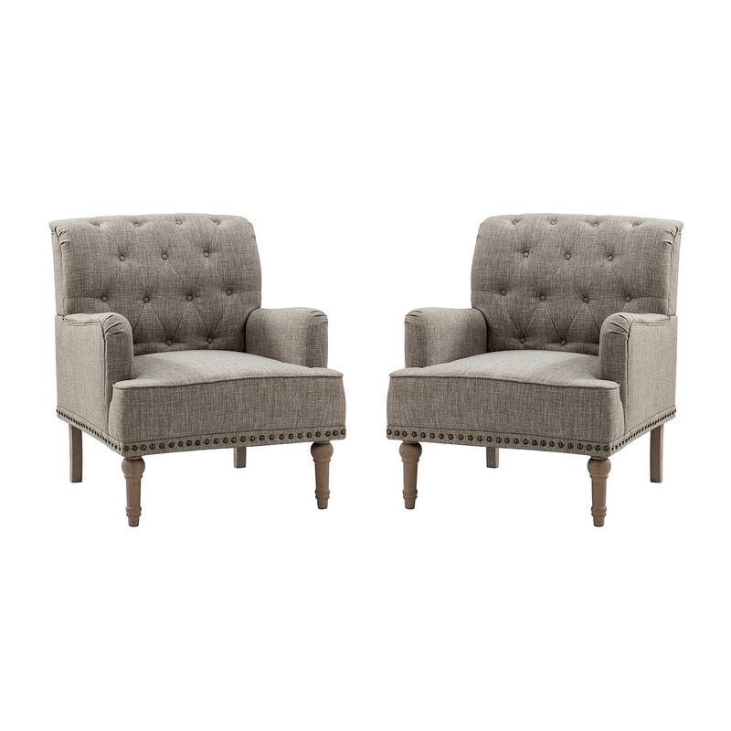 Geltrude Traditional Upholstered Accent Chair with Button Tufted Back Set of 2 by HULALA HOME