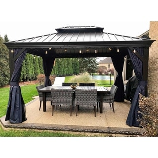 Outdoor Hardtop Gazebo with Galvanized Steel Double Roof & Aluminum ...