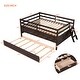 preview thumbnail 50 of 68, Low Loft Bed with Safety Fence, Climbing Ladder, Storage Drawers and Trundle Solid Wood Bed