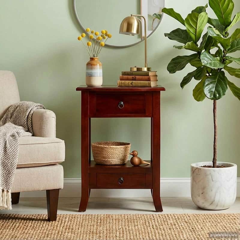 vidaXL Console Table with Drawer Brown 19.69 x 11.61 x 29.92 in - 19.69 x 11.61 x 29.92 in