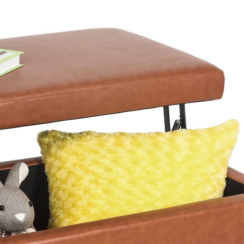 Adeco Modern Ottoman Footrest Fabric Lift Top Storage Ottoman Bench