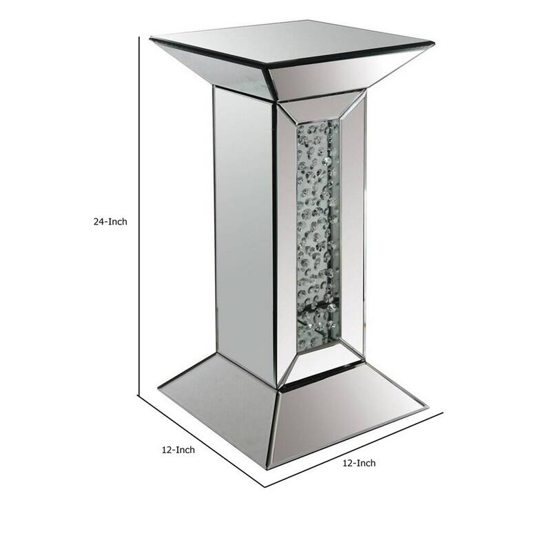 12 in. Silver Square Glass End Table, Sturdy Build End Side Table for Living Rooms