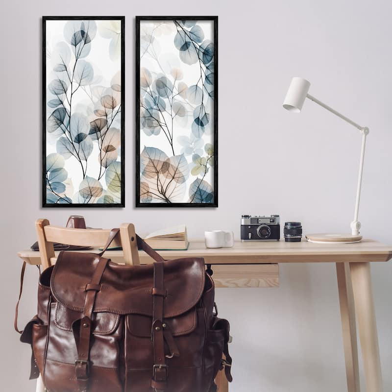 Stupell Elegant Abstract Botanical Plant Leaves Pattern Collage Framed 2 Piece Wall Art - Brown