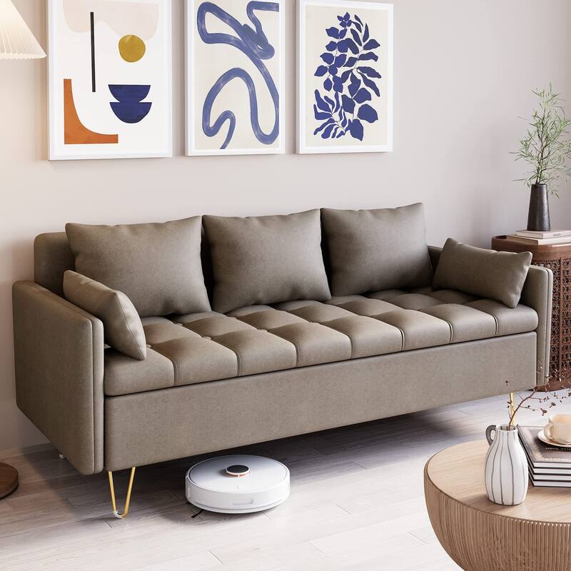 3-Seater Faux Leather Sofa