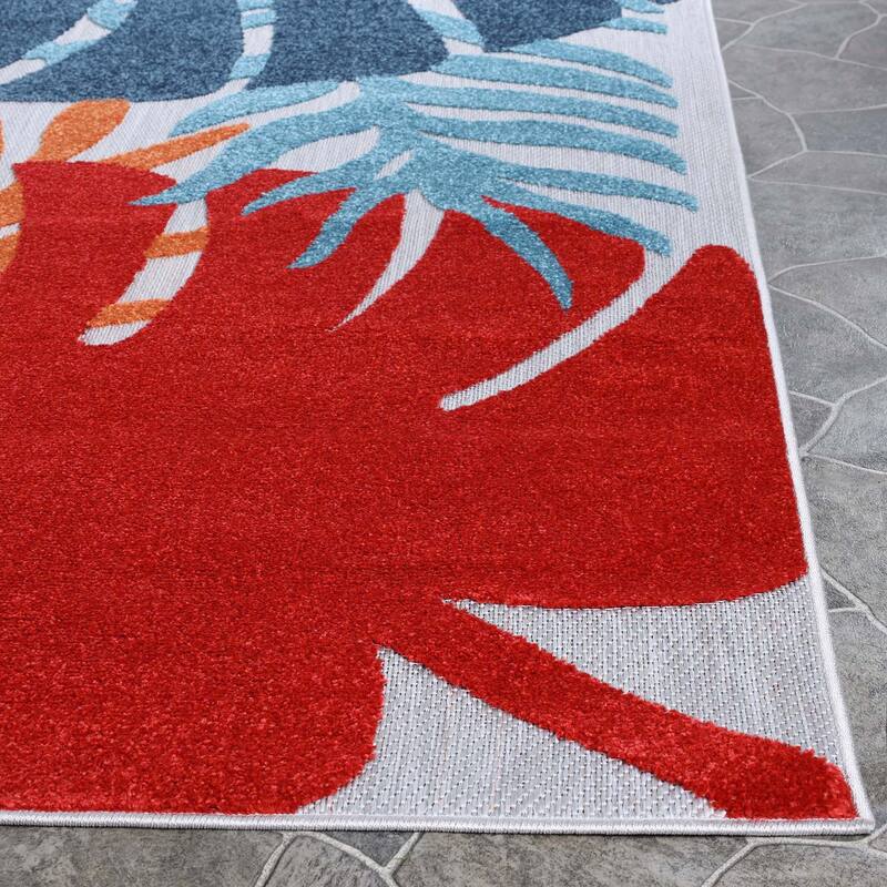 Superior Waikiki Modern Oversized Tropical Leaves Coastal Indoor Outdoor Area Rug