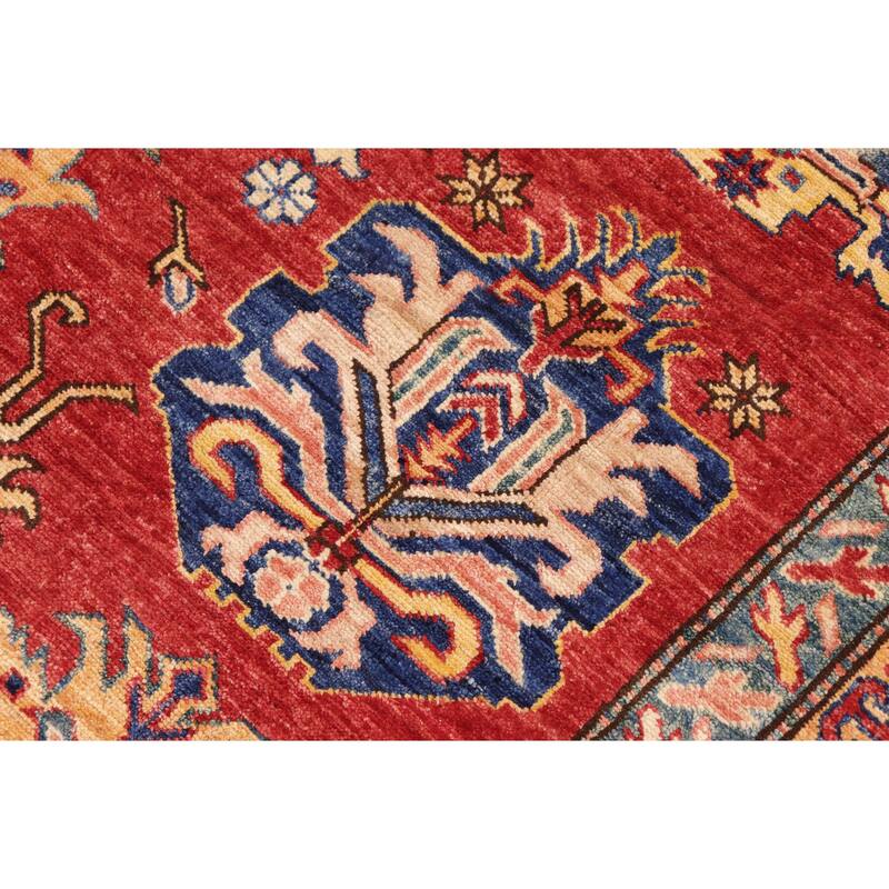 Southwestern Super Kazak Selene Red/Beige Hand Knotted Wool Rug - 10'1'' x 14'0''