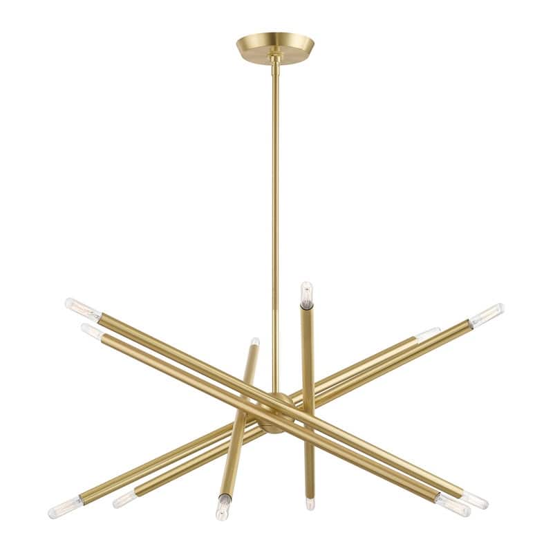 Livex Lighting 12-light Satin Brass Chandelier, 46776-12 - 27.5" Dia x 25" - 67" Adj. H