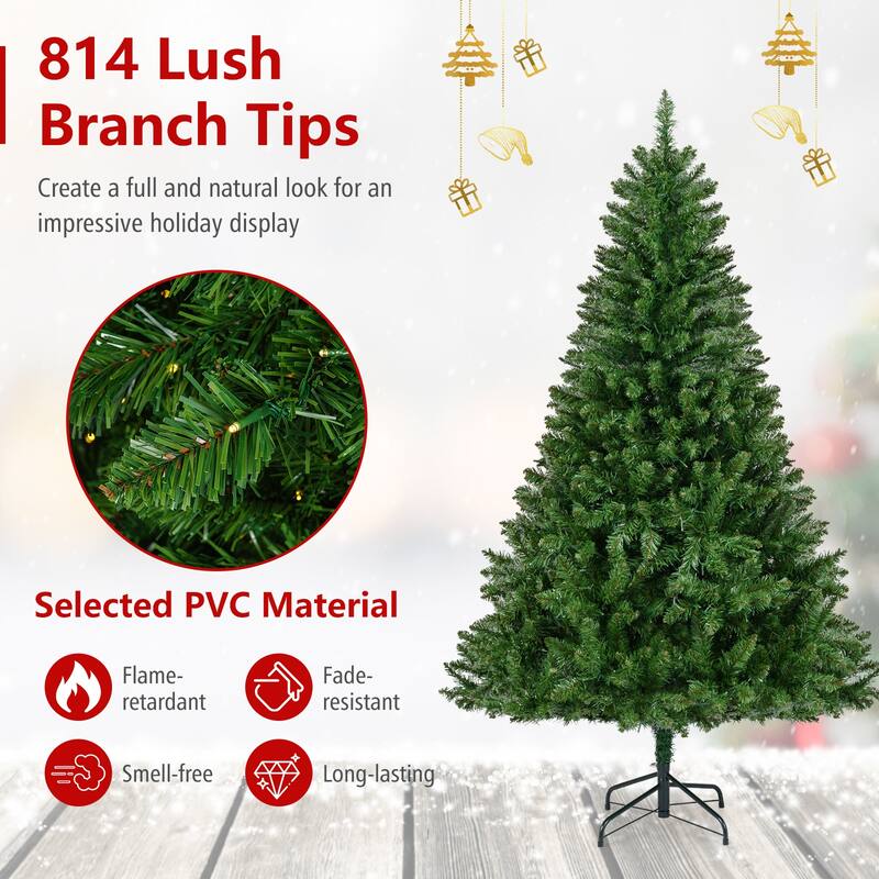 Gymax Artificial Christmas Tree w/990 Branch Tips 1000 Warm White LED