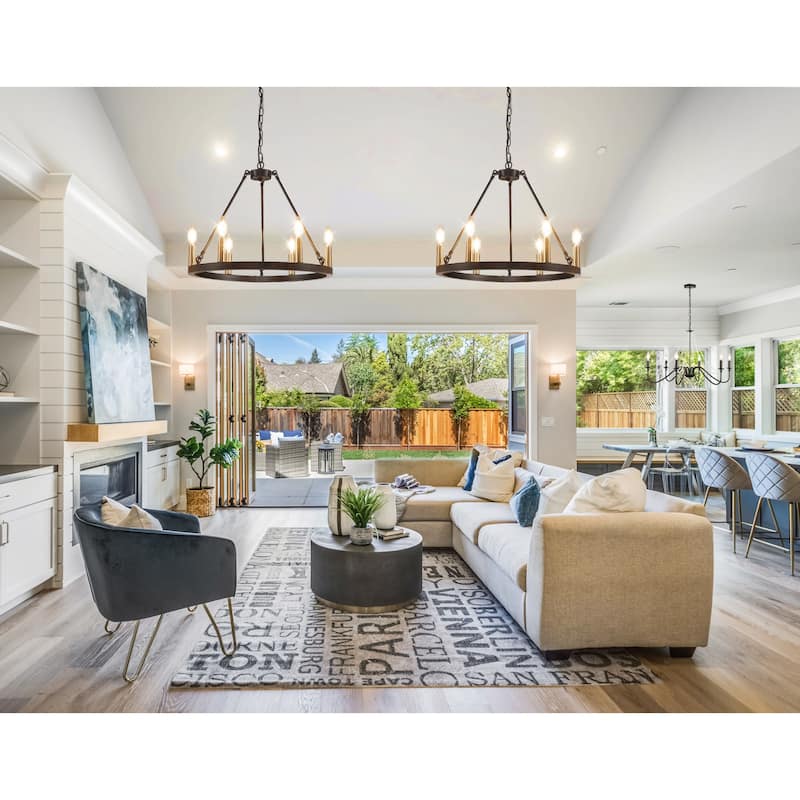 6-Lights ​Curved Arms Wagon Wheel Chandeliers