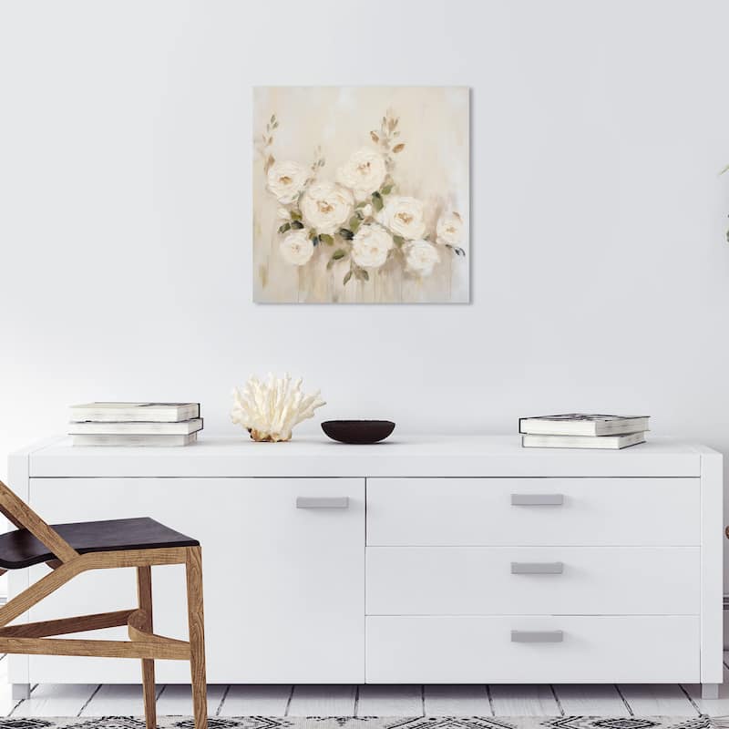 Wynwood Studio Canvas Floral and Botanical Vanilla Scent Flowers White and Cream White Rustic Wall Art Canvas Print - 20 x 20