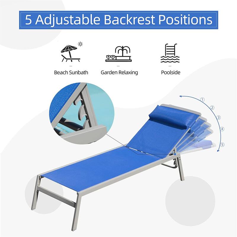 3 Pieces Aluminum Patio Chaise Lounge Set