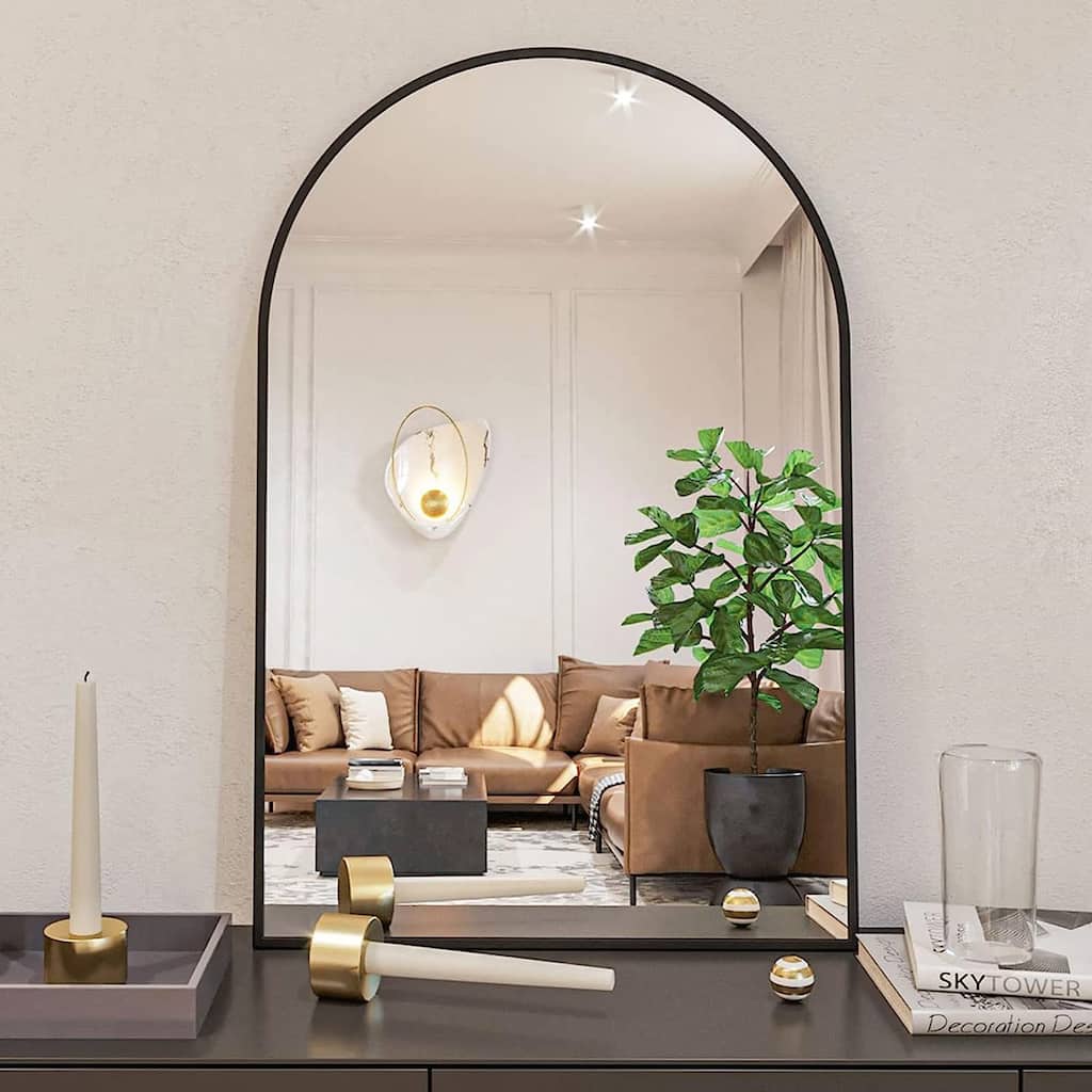 24x36 Inch Metal Framed Arched Bathrrom Mirror